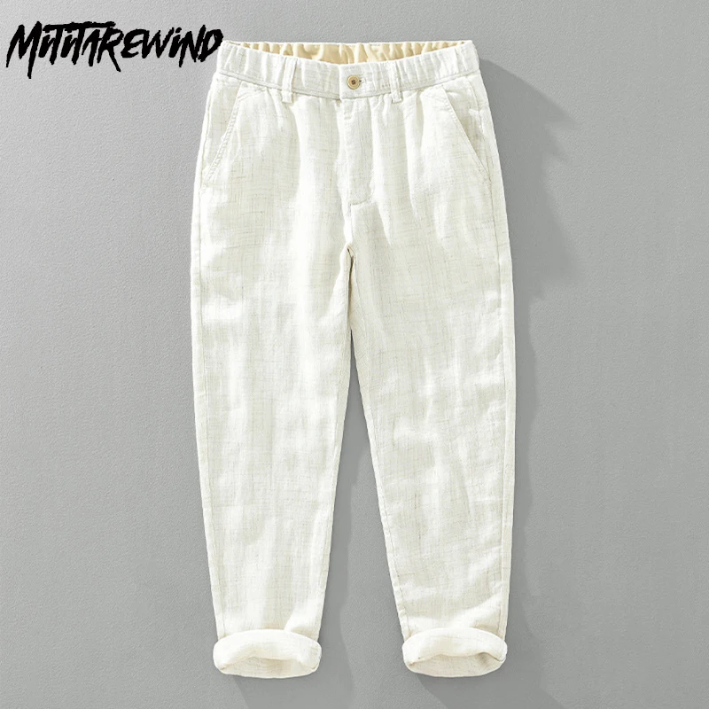 Breathable Pure Linen Pants Men Summer Beach Straight Pants Casual Elastic Waist Taper Nine Point Pant Japan Daily Mens Trousers
Breathable Pure Linen Pants Men Summer Beach Straight Pants Casual Elastic Waist Taper Nine Point Pant Japan Daily Mens Trousers