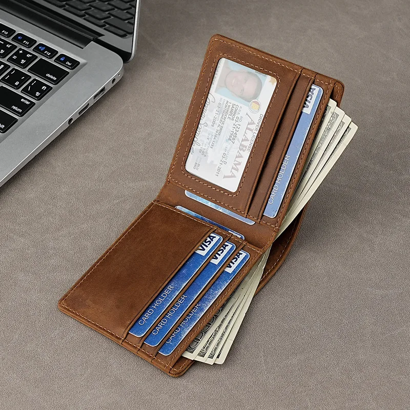 RFID men's genuine leather wallet, anti-magnetic card holder, anti-theft brush, men's business thin wallet
RFID men's genuine leather wallet, anti-magnetic card holder, anti-theft brush, men's business thin wallet