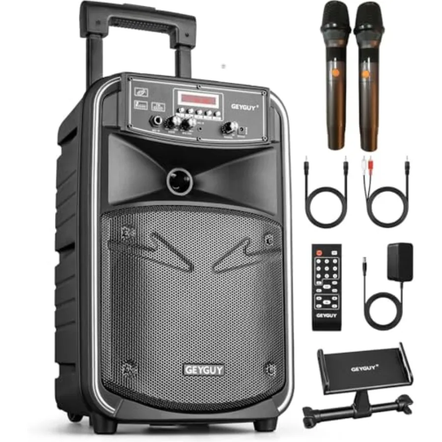 GTSK8-2 Portable Bluetooth PA Speaker System with 2 Wireless Microphones, 8" Karaoke Speaker, Rechargeable Battery, Rolling Whe
GTSK8-2 Portable Bluetooth PA Speaker System with 2 Wireless Microphones, 8" Karaoke Speaker, Rechargeable Battery, Rolling Whe