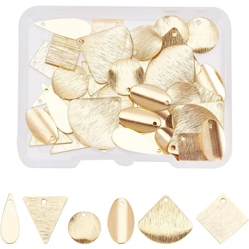 48Pc 6Style Brass Pendants Charms Triangle Oval Square Fan Blank Tag Pendants Real 24K Gold Plated Blank Charms for Jewelry
48Pc 6Style Brass Pendants Charms Triangle Oval Square Fan Blank Tag Pendants Real 24K Gold Plated Blank Charms for Jewelry