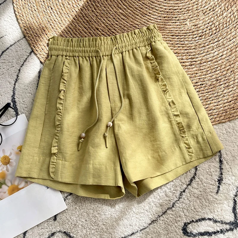 Yellow Casual Wide Leg Pants Women's Outdoor Wear Summer New Loose Wooden Drawstring Elastic Waist Hot Shorts
Yellow Casual Wide Leg Pants Women's Outdoor Wear Summer New Loose Wooden Drawstring Elastic Waist Hot Shorts