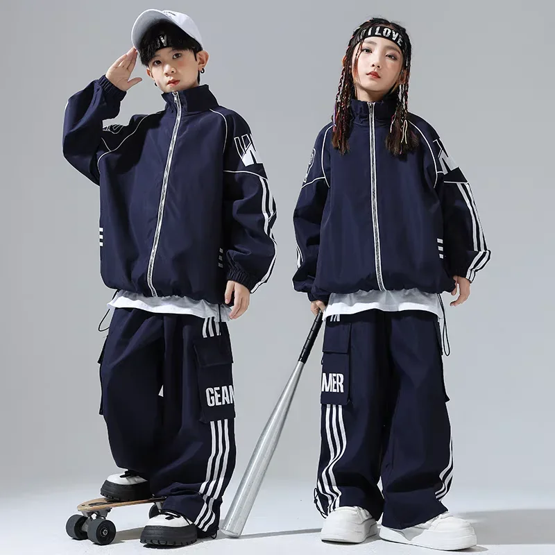 Kids Hip Hop Costumes Street Dance Navy Jacket Pants Girls Jazz Dance Clothes Boys Stage Performance Suit Long Sleeve Sport Suit
Kids Hip Hop Costumes Street Dance Navy Jacket Pants Girls Jazz Dance Clothes Boys Stage Performance Suit Long Sleeve Sport Suit
