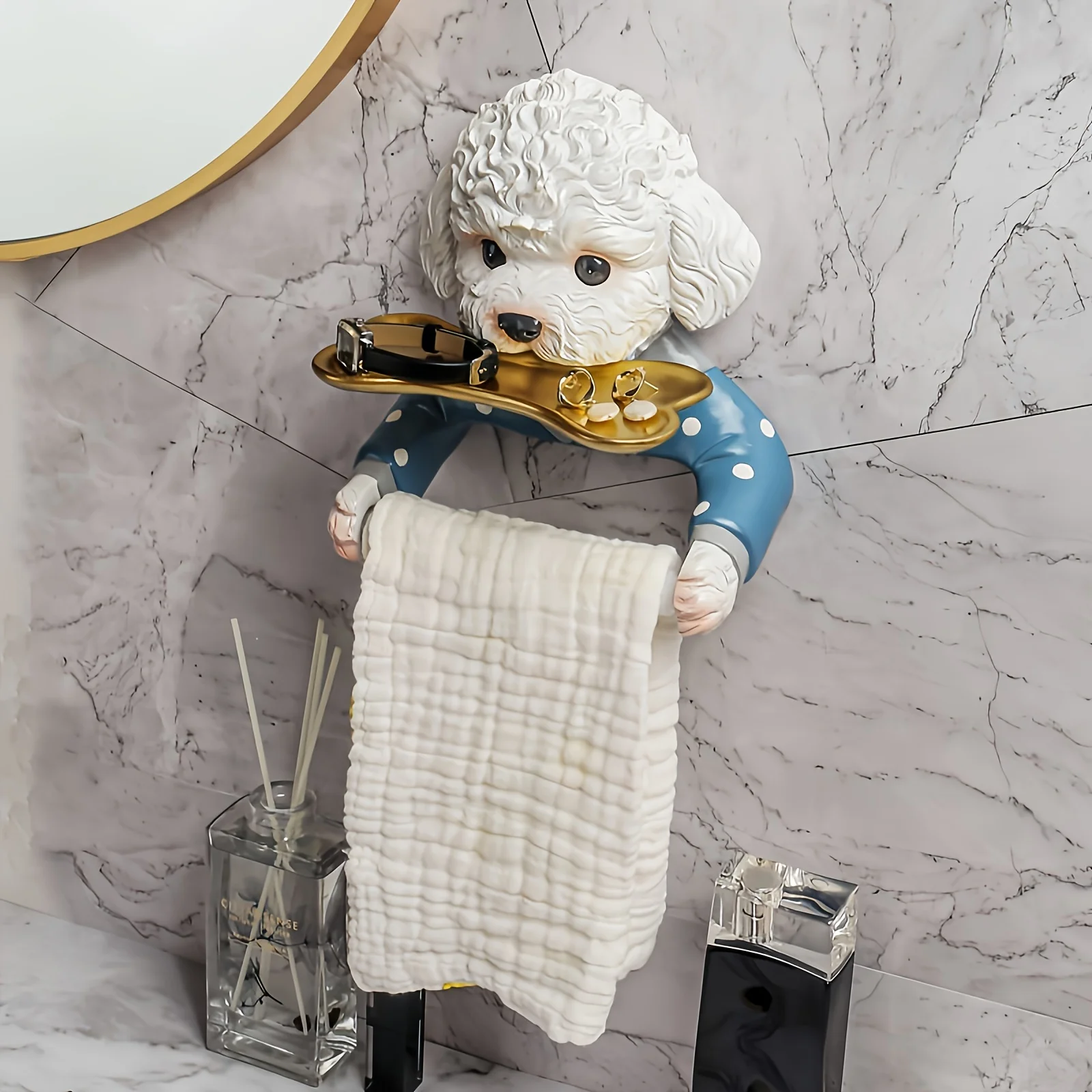 Cute Dog Wall-Mounted Toilet Paper Holder, Resin Bathroom Tissue Dispenser, Decorative Accessory Organizer for Bathroom with To
Cute Dog Wall-Mounted Toilet Paper Holder, Resin Bathroom Tissue Dispenser, Decorative Accessory Organizer for Bathroom with To