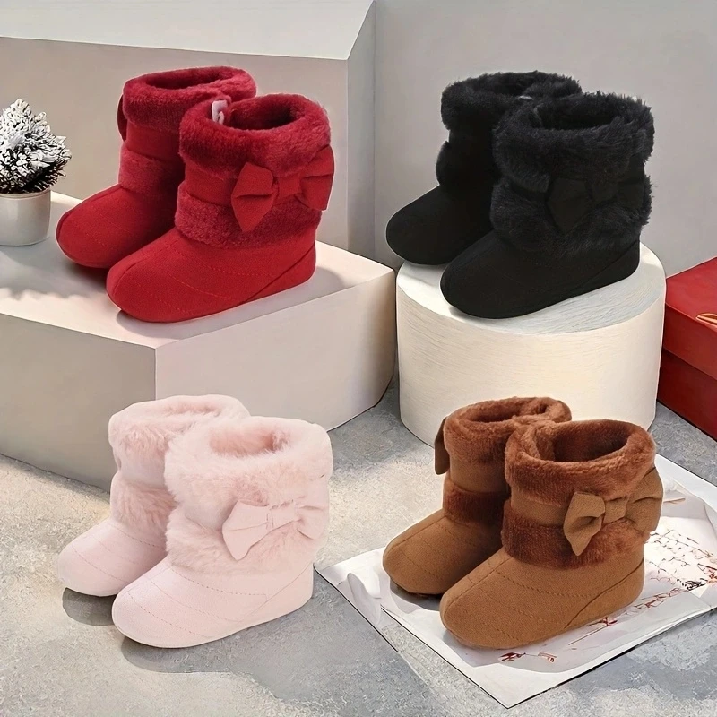 0-18M baby shoes Girls winter plush comfort snow boots cute bow cotton shoes baby soft soled non-slip toddler shoes
0-18M baby shoes Girls winter plush comfort snow boots cute bow cotton shoes baby soft soled non-slip toddler shoes