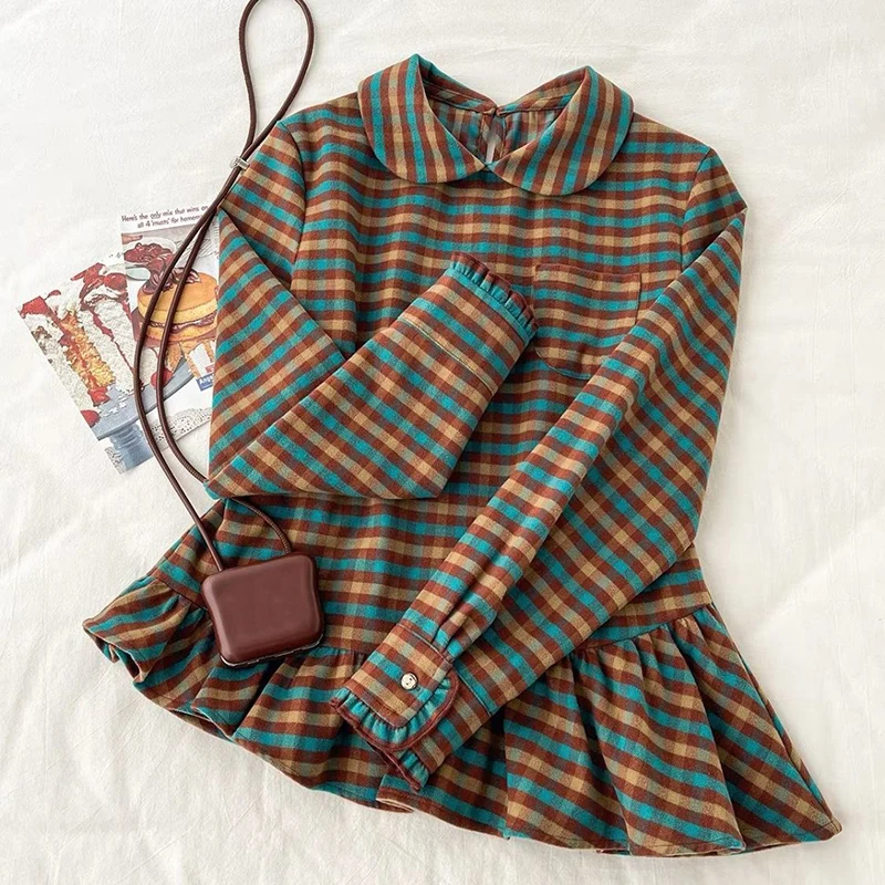 Винтажные клетчатые рубашки женские Kawaii милые лоскутные блузки с оборками японский Harajuku с воротником Питера Пэна и длинными рукавами повседневные топы новые
Винтажные клетчатые рубашки женские Kawaii милые лоскутные блузки с оборками японский Harajuku с воротником Питера Пэна и длинными рукавами повседневные топы новые