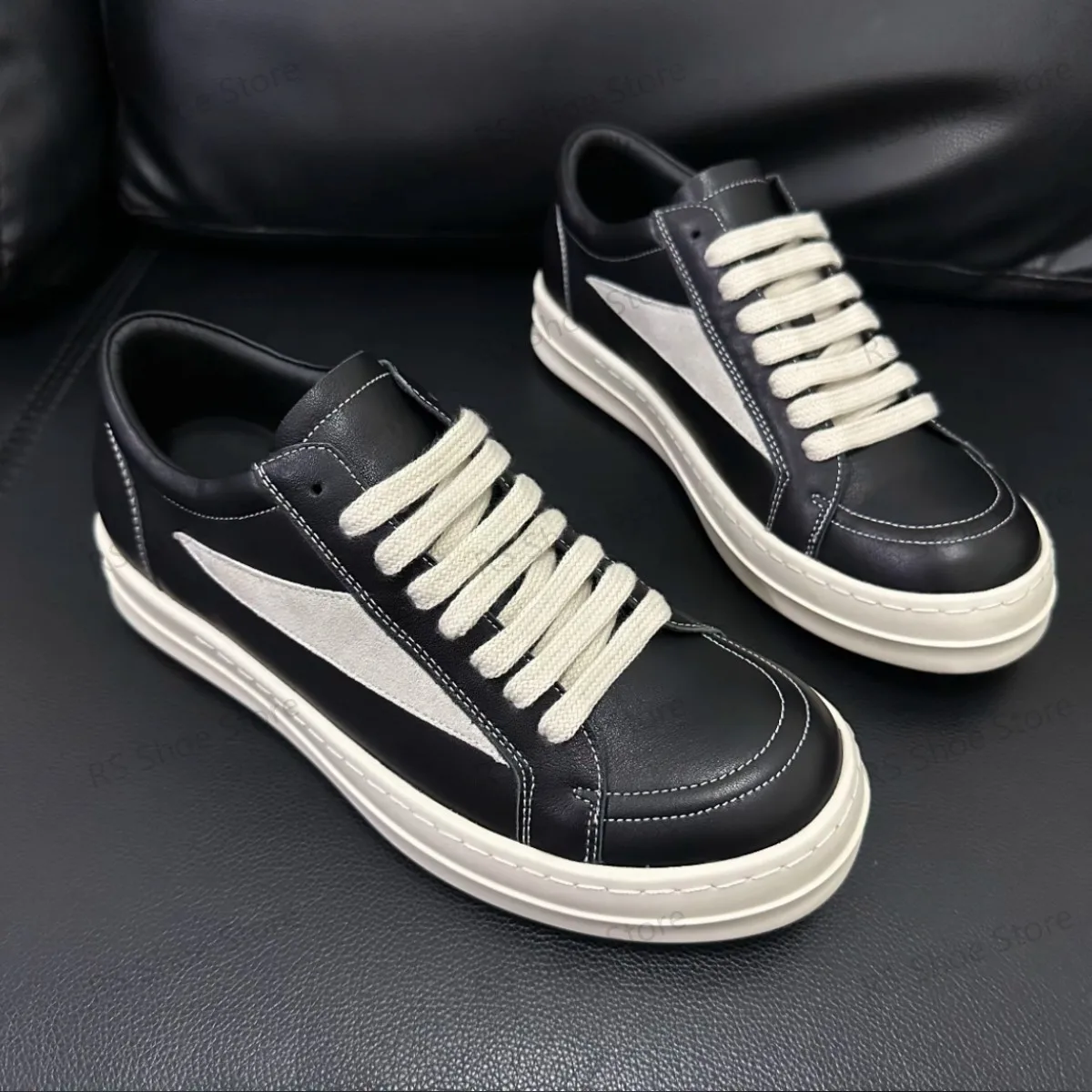 R-o Genious Black White Leather Low Top Shoe High Quality Men Casual Shoes Lace Up Women Sneaker Classic Design Retro Sneakers
R-o Genious Black White Leather Low Top Shoe High Quality Men Casual Shoes Lace Up Women Sneaker Classic Design Retro Sneakers