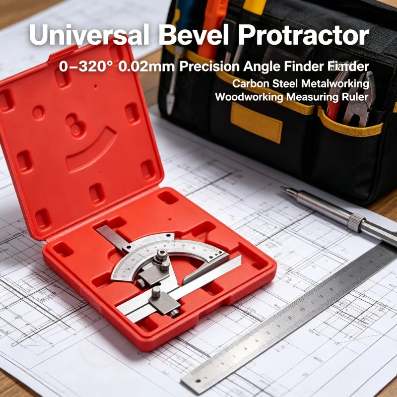TOP Universal Bevel Protractor 0-320° 0.02mm Precision Angle Finder Carbon Steel Metalworking Woodworking Measuring Ruler
TOP Universal Bevel Protractor 0-320° 0.02mm Precision Angle Finder Carbon Steel Metalworking Woodworking Measuring Ruler