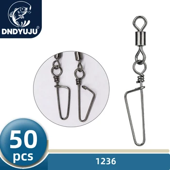 DNDYUJU 낚시 롤링 베어링 스위블 솔리드 링 인터록 스냅, 낚시 후크 루어 커넥터 태클 액세서리, 50 개
