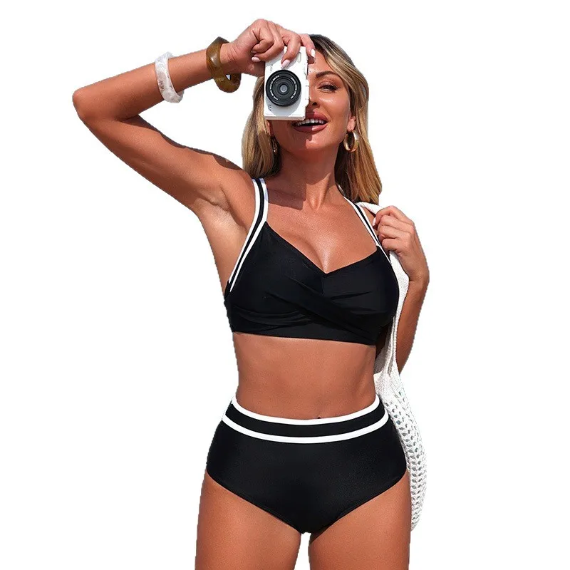 Beach Style V Neck Sling Contrast Edge Separated Bathing Suit High Waist Two Piece Swimsuit for Summer Seaside Women Swimsuit
Beach Style V Neck Sling Contrast Edge Separated Bathing Suit High Waist Two Piece Swimsuit for Summer Seaside Women Swimsuit