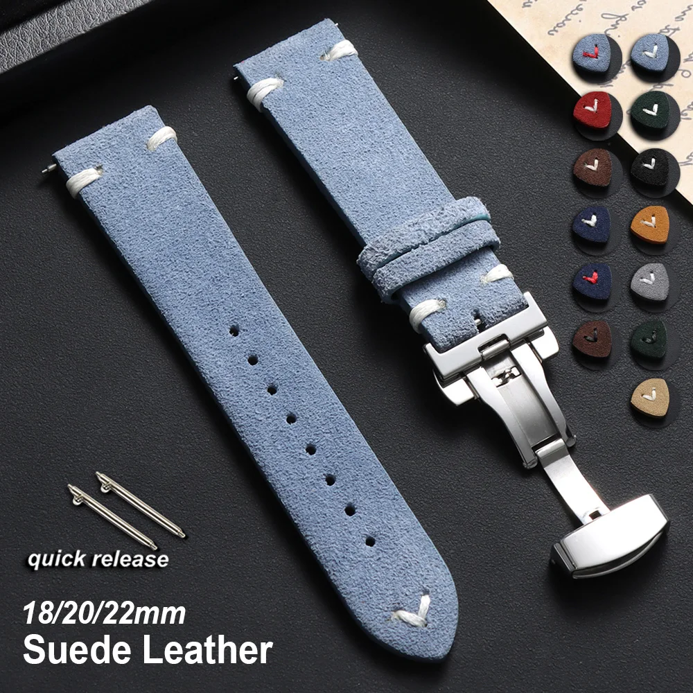 18mm 20mm 22mm Suede Stitching Genuine Leather Watch Band Strap Quick Release Butterfly Buckle Bracelet Watch Accessories
18mm 20mm 22mm Suede Stitching Genuine Leather Watch Band Strap Quick Release Butterfly Buckle Bracelet Watch Accessories