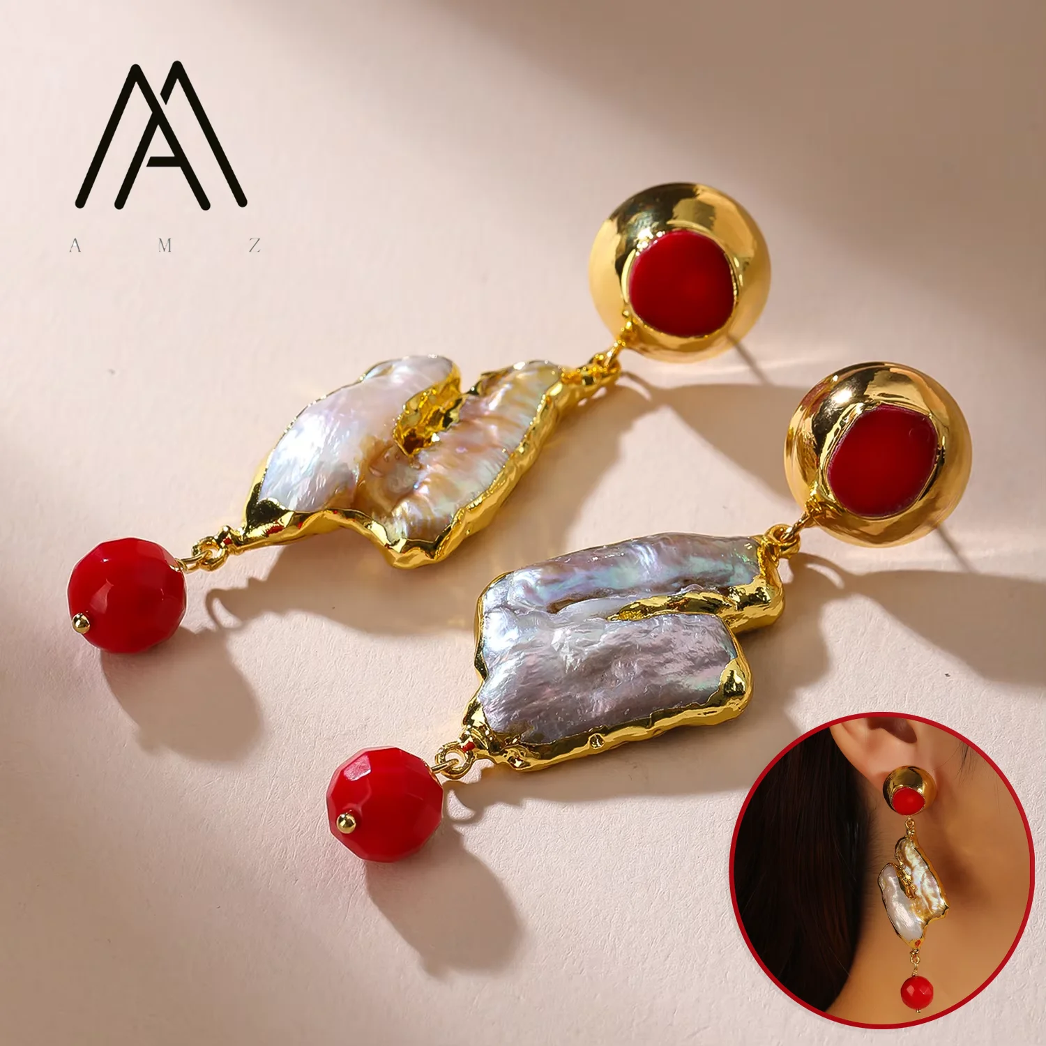 Natural Pearl Women's Earrings Red Coral Luxury Vintage Pendant Studs Gold-Plated Ear Jewelry Wedding Accessories Gift Jewels
Natural Pearl Women's Earrings Red Coral Luxury Vintage Pendant Studs Gold-Plated Ear Jewelry Wedding Accessories Gift Jewels
