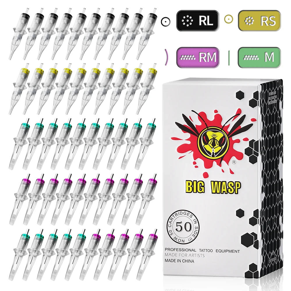 BIGWASP 50Pcs/Box Tattoo Mixed Needle Cartridges Permanent Makeup 0.30/0.35mm Disposable Needles For Tattoo Machines Supplies
BIGWASP 50Pcs/Box Tattoo Mixed Needle Cartridges Permanent Makeup 0.30/0.35mm Disposable Needles For Tattoo Machines Supplies