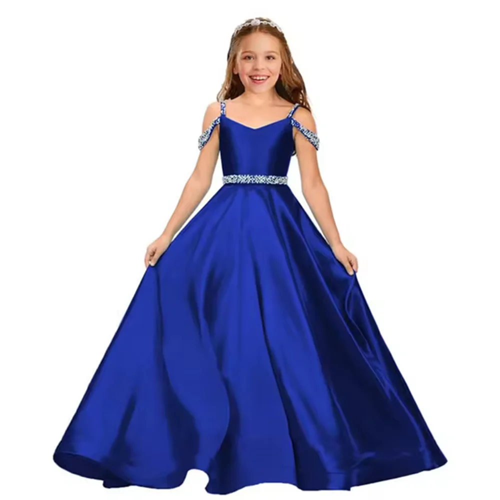 Royal Blue Satin Flower Girl Dress For Wedding With Bow Princess Kids Birthday Party First Communion Ball Gowns
Royal Blue Satin Flower Girl Dress For Wedding With Bow Princess Kids Birthday Party First Communion Ball Gowns