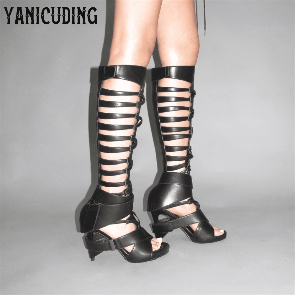 Black Leather Intricate Straps Sandal Boots Multiple Buckle Gladiator Knee High Summer Boots Designer Style Handmade Stilettos
Black Leather Intricate Straps Sandal Boots Multiple Buckle Gladiator Knee High Summer Boots Designer Style Handmade Stilettos
