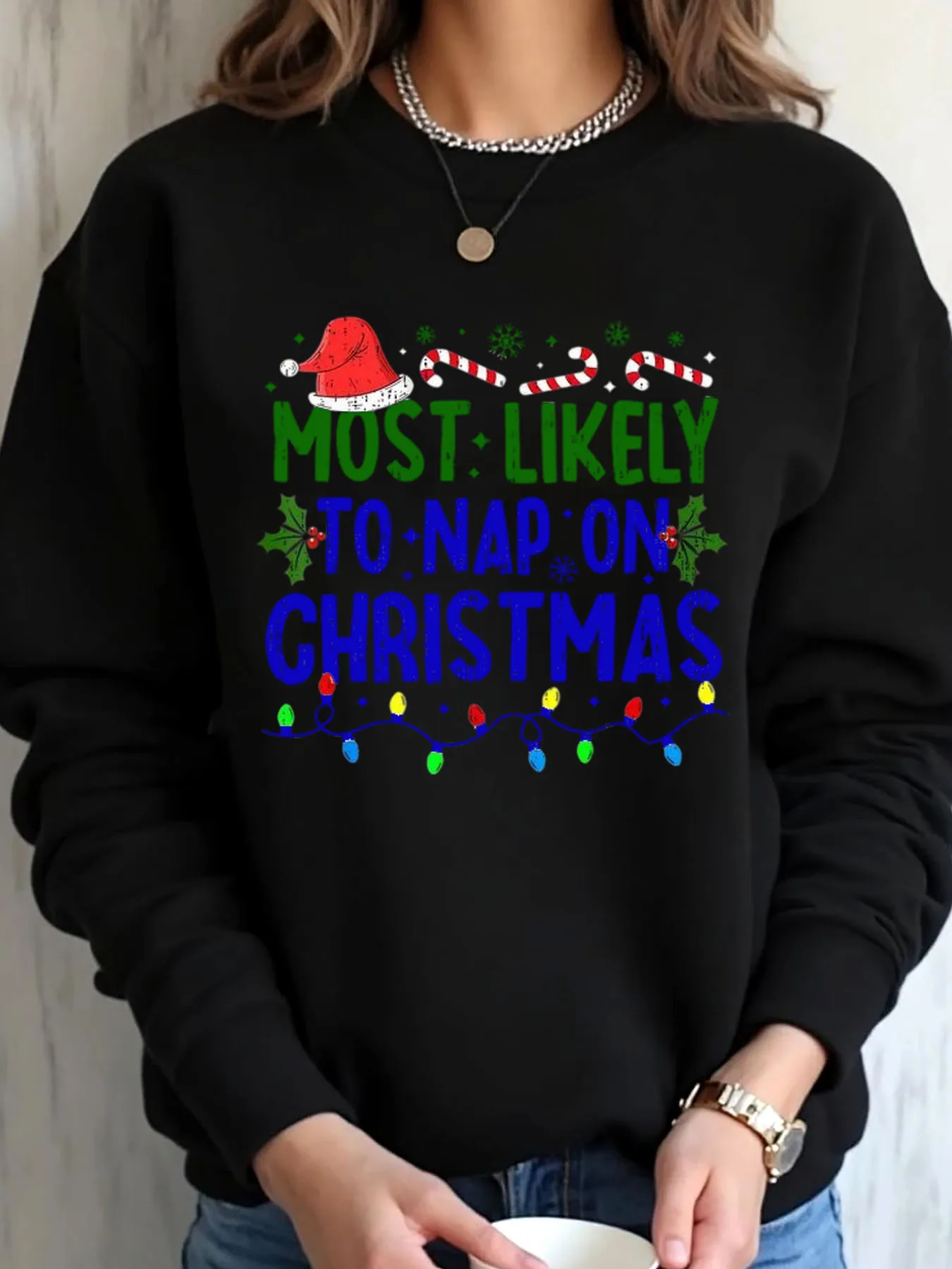 Женская толстовка большого размера, рождественская шляпа Санта-Клауса с принтом конфетной трости, самая спокойная сна на Рождество, уличная одежда
Женская толстовка большого размера, рождественская шляпа Санта-Клауса с принтом конфетной трости, самая спокойная сна на Рождество, уличная одежда