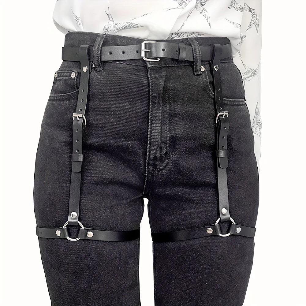 Oth Punk PU Leather Full Waist Thigh Harness Belt Double Leg Garter Straps Adjustable Body Harness for Cosplay Party Streetwear
Oth Punk PU Leather Full Waist Thigh Harness Belt Double Leg Garter Straps Adjustable Body Harness for Cosplay Party Streetwear