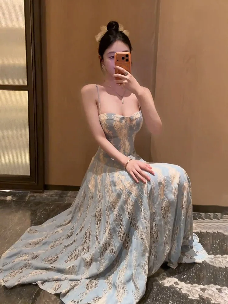 Syxatn Summer Gentle Style Lace Splicing Strapless Slim Fit Fairy Skirt Women's Vacation Dress Long Skirt No Sleeve
Syxatn Summer Gentle Style Lace Splicing Strapless Slim Fit Fairy Skirt Women's Vacation Dress Long Skirt No Sleeve