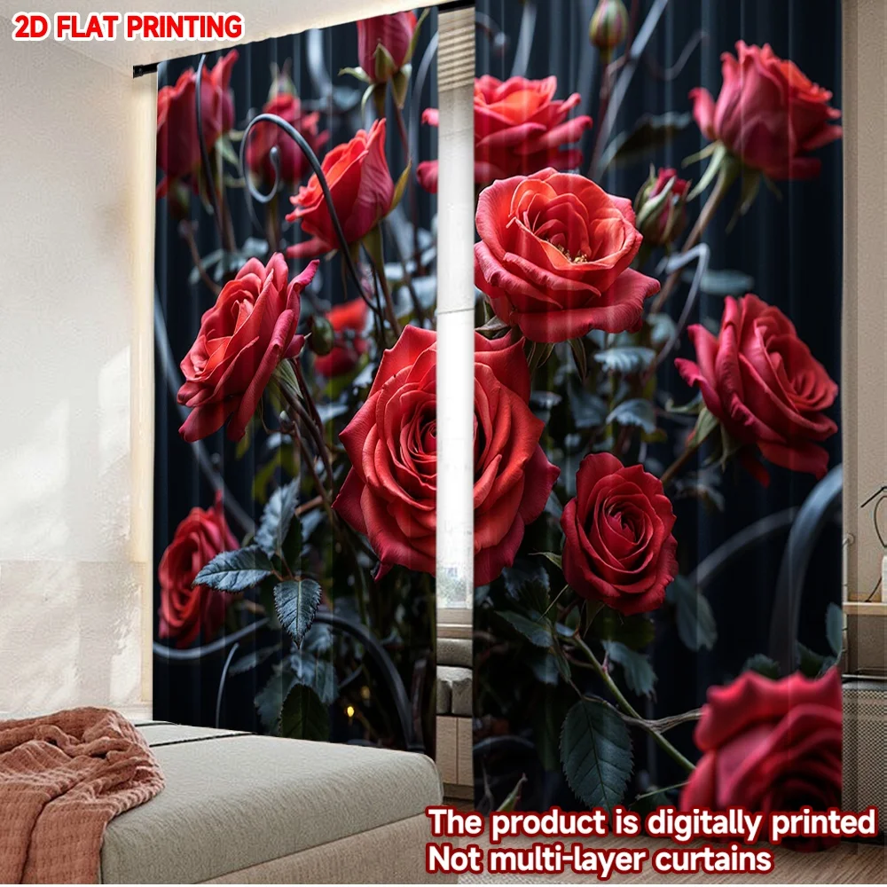 2D flat printing 2pcs Curtain Curtain Valentine's Red Roses Bouquet Digital Printed Polyester Drapes Family Party for Holiday
2D flat printing 2pcs Curtain Curtain Valentine's Red Roses Bouquet Digital Printed Polyester Drapes Family Party for Holiday