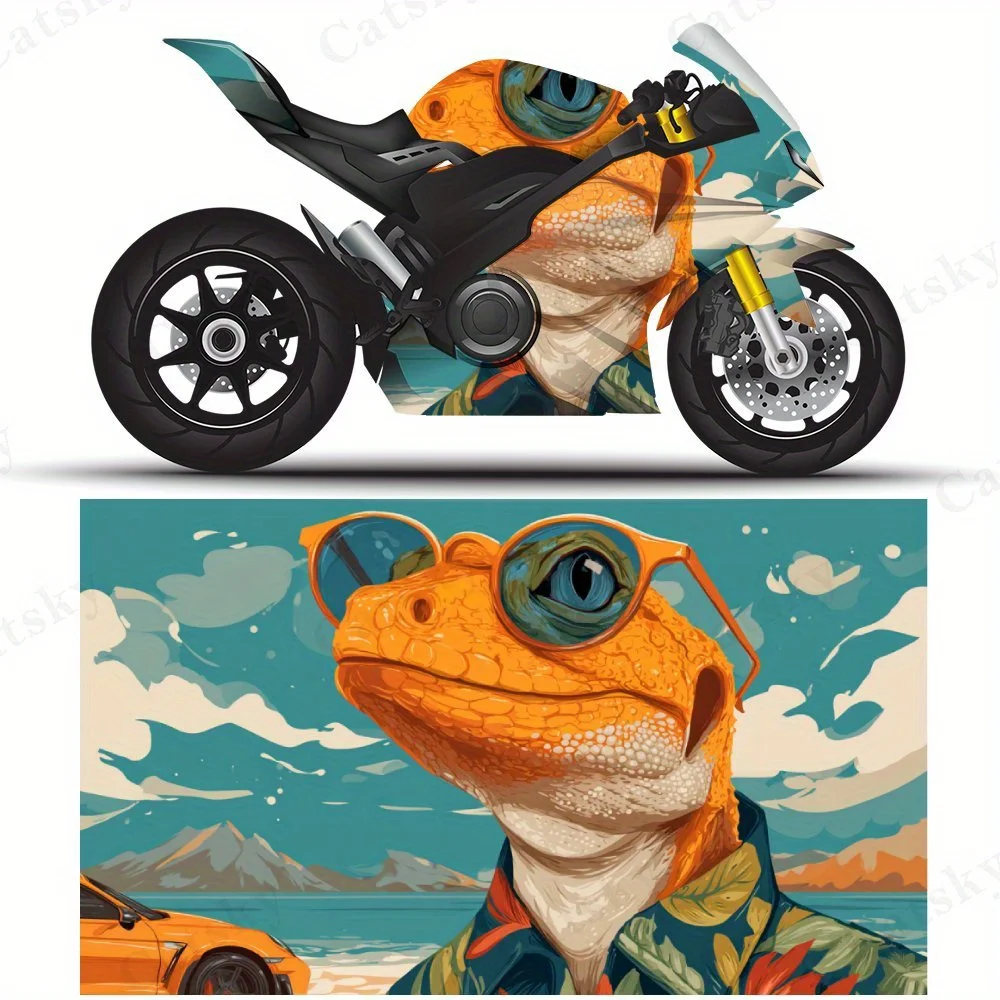 Крутая ящерица с солнцезащитными очками, наклейки на пленку для мотоцикла, прочные клейкие наклейки из ПВХ для настройки мотоцикла, устойчивые к атмосферным воздействиям 
Крутая ящерица с солнцезащитными очками, наклейки на пленку для мотоцикла, прочные клейкие наклейки из ПВХ для настройки мотоцикла, устойчивые к атмосферным воздействиям