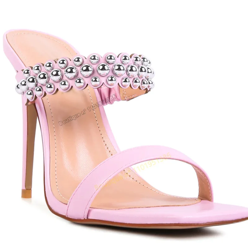 Pink Rivet Decor Slippers Sandals Slip on Stilettos High Heel Women Shoes Solid Summer Shoes Fashion Big Size Zapatillas Mujer
Pink Rivet Decor Slippers Sandals Slip on Stilettos High Heel Women Shoes Solid Summer Shoes Fashion Big Size Zapatillas Mujer