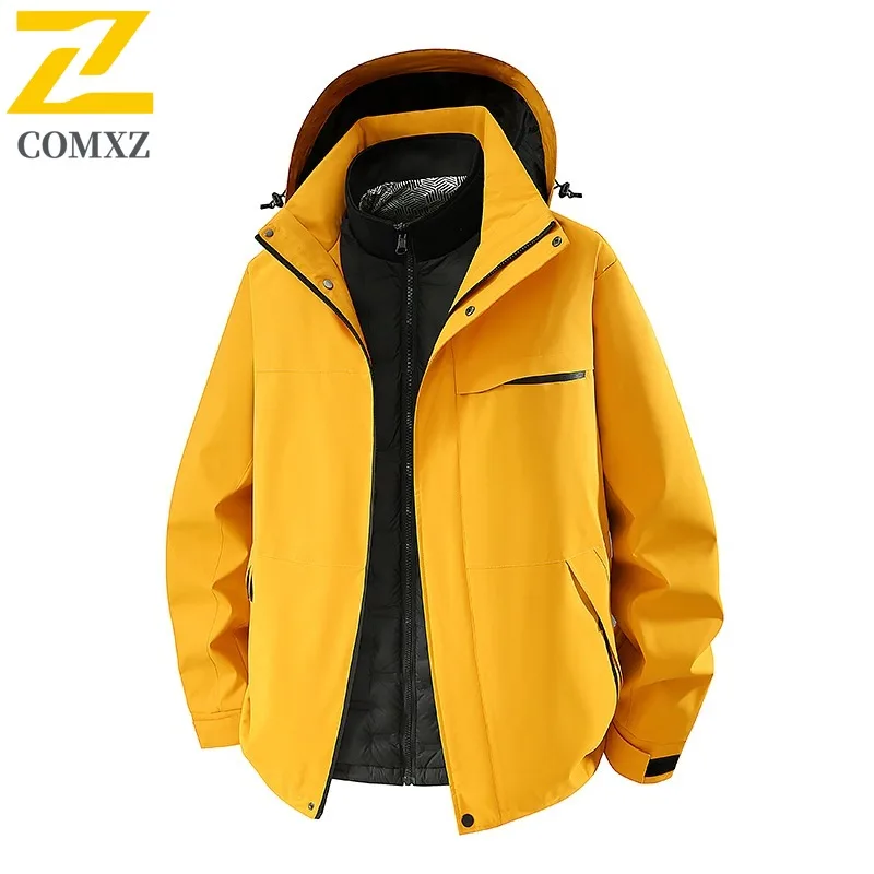 COMXZ Мужская термопуховая ветровка 3 в 1, осенне-зимняя уличная съемная внутренняя часть, комплект из двух предметов, лыжный костюм, костюм с капюшоном
COMXZ Мужская термопуховая ветровка 3 в 1, осенне-зимняя уличная съемная внутренняя часть, комплект из двух предметов, лыжный костюм, костюм с капюшоном
