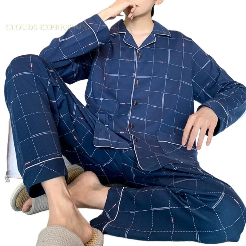 Spring Autunm Plus 5XL Knitted Pjs Turn-down Collar Men's Pajama Sets Male Pyjamas Plaid Loungewear Sleepwear Homewear Fashion
Spring Autunm Plus 5XL Knitted Pjs Turn-down Collar Men's Pajama Sets Male Pyjamas Plaid Loungewear Sleepwear Homewear Fashion