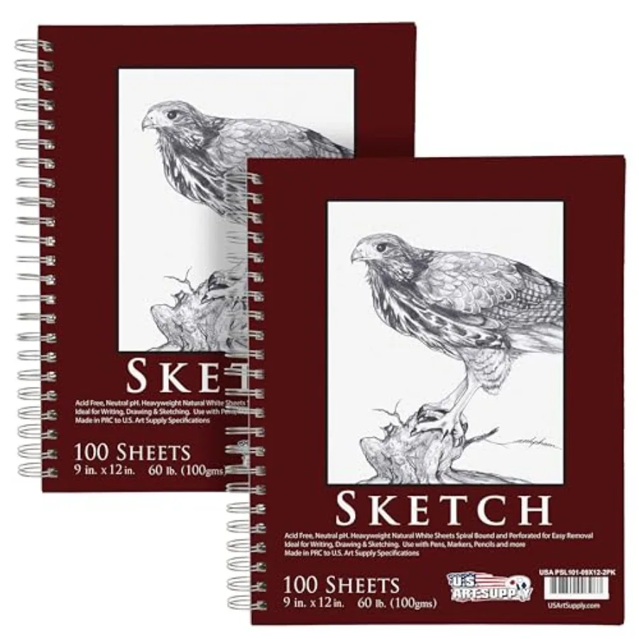 9"x12" Sketch Book Pad, 2 Pack 100 Sheets Each,60lb (100gsm) Spiral Bound - Sketching, Drawing Pad, Acid-Free Paper - Sketch Pa
9"x12" Sketch Book Pad, 2 Pack 100 Sheets Each,60lb (100gsm) Spiral Bound - Sketching, Drawing Pad, Acid-Free Paper - Sketch Pa