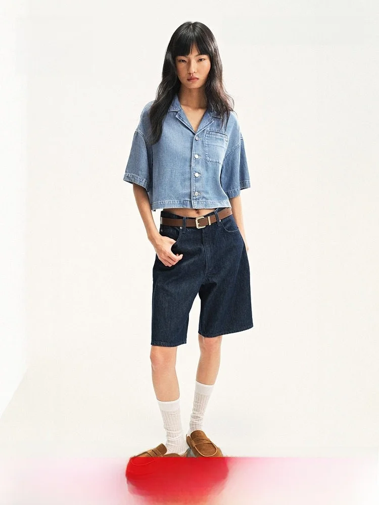 Женская джинсовая рубашка H&M из мягкого хлопка, летняя, повседневная, прямого кроя, с коротким рукавом, отложным воротником, однотонная, модная
Женская джинсовая рубашка H&M из мягкого хлопка, летняя, повседневная, прямого кроя, с коротким рукавом, отложным воротником, однотонная, модная