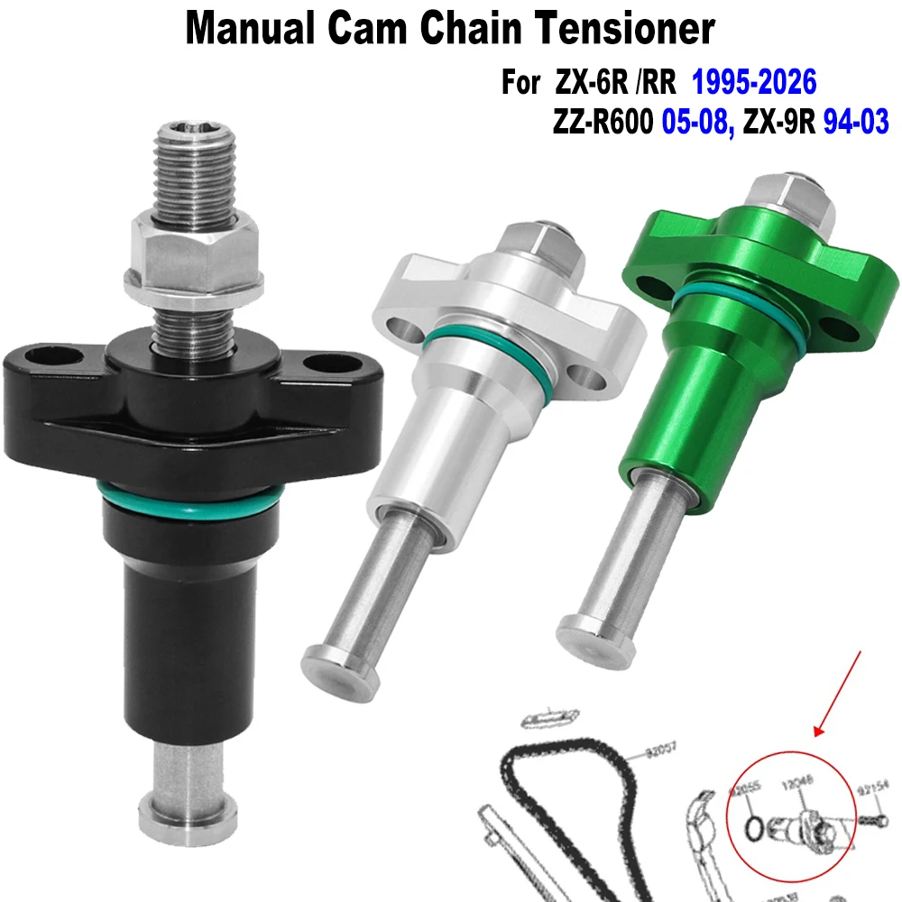 Manual Cam Timing Chain Tensioner For Kawasaki Ninja ZX-6R ZX-6RR KRT 1995-2026, ZX-9R 94-03, ZZ-R600 05-08 -Repl.OE 12048-1181
Manual Cam Timing Chain Tensioner For Kawasaki Ninja ZX-6R ZX-6RR KRT 1995-2026, ZX-9R 94-03, ZZ-R600 05-08 -Repl.OE 12048-1181