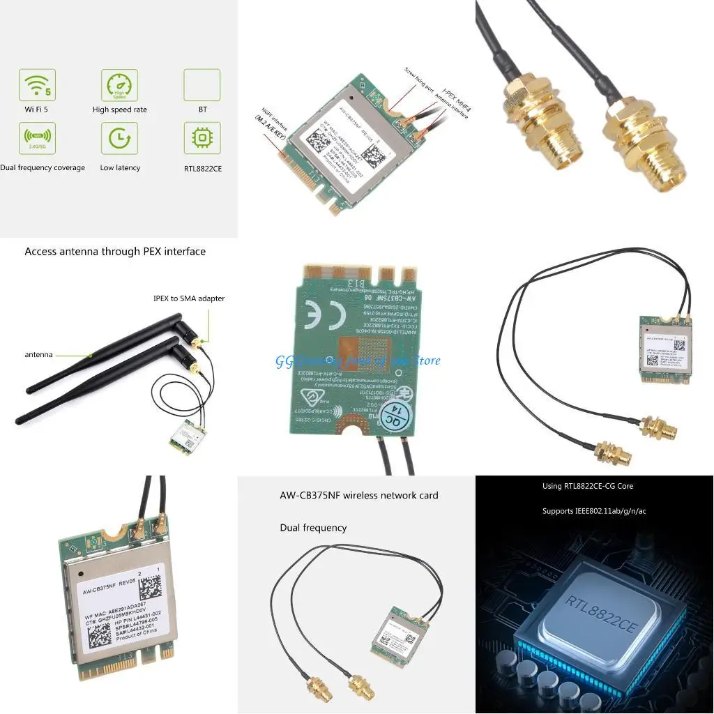 H9EB Dual-Band WiFi5 Wireless module AW-CB375N 2.4G/5GHz RTL8822CE-CG WiFi
H9EB Dual-Band WiFi5 Wireless module AW-CB375N 2.4G/5GHz RTL8822CE-CG WiFi