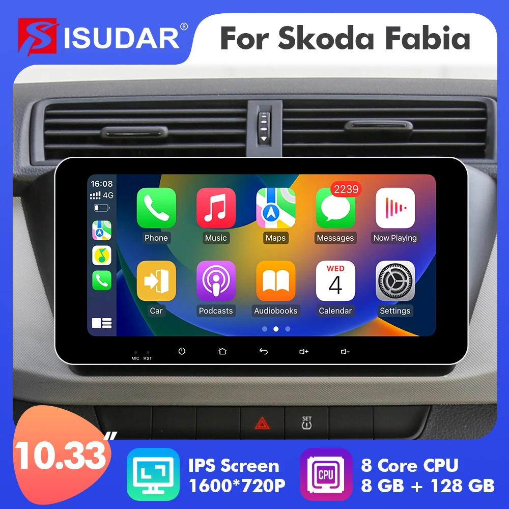 Автомобильная магнитола ISUDAR, стерео-система на Android 10, с экраном 10,33 дюйма, GPS, для Skoda Fabia 2015-2019, типоразмер 2 DIN
Автомобильная магнитола ISUDAR, стерео-система на Android 10, с экраном 10,33 дюйма, GPS, для Skoda Fabia 2015-2019, типоразмер 2 DIN