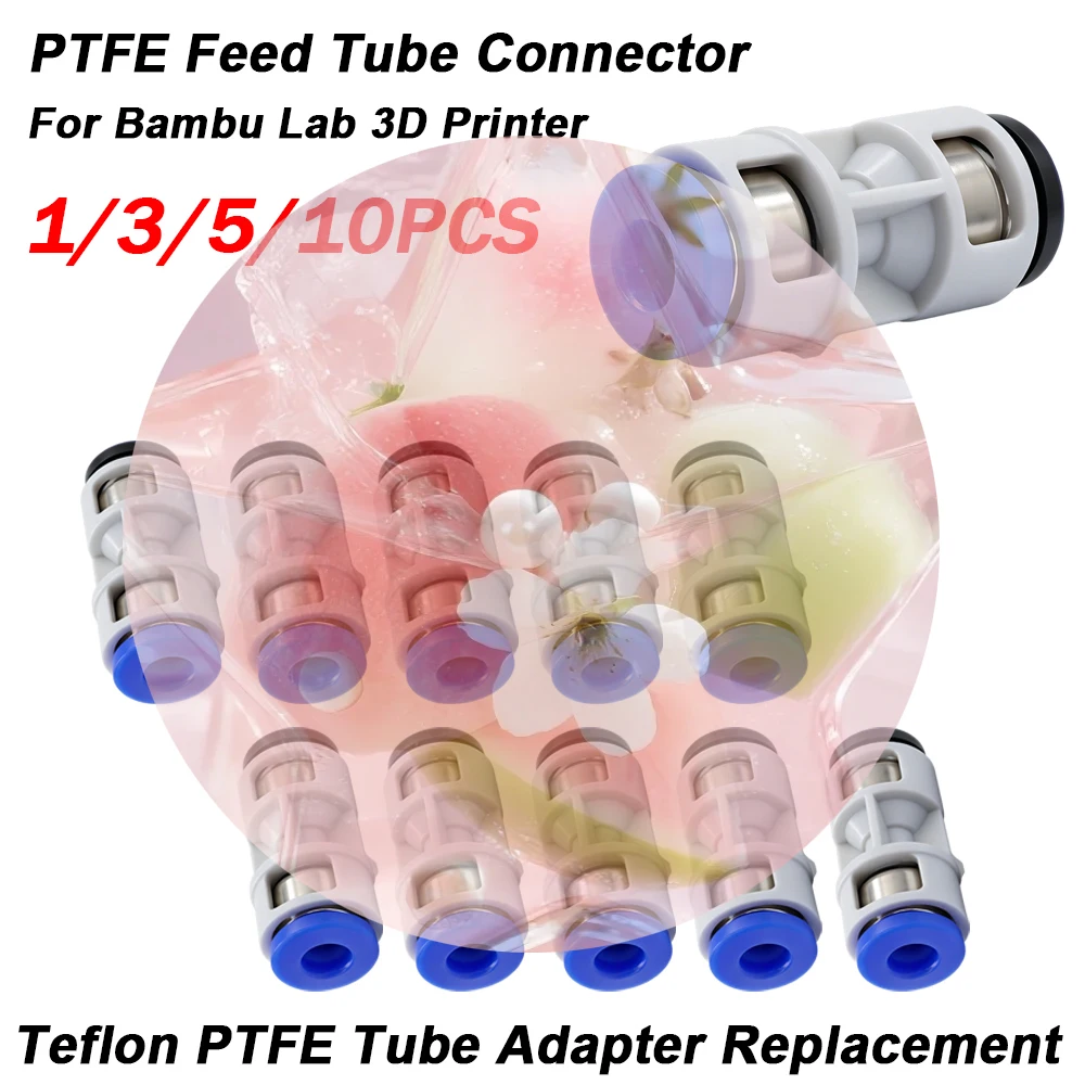 PTFE Tube 3D printer 2.5mm 4mm For Bamboo lab P1s/P1P/X1c/X1/X1E/A1 PTFE Tube 3D Printer Connector PTFE Tube 4mm Connector
PTFE Tube 3D printer 2.5mm 4mm For Bamboo lab P1s/P1P/X1c/X1/X1E/A1 PTFE Tube 3D Printer Connector PTFE Tube 4mm Connector