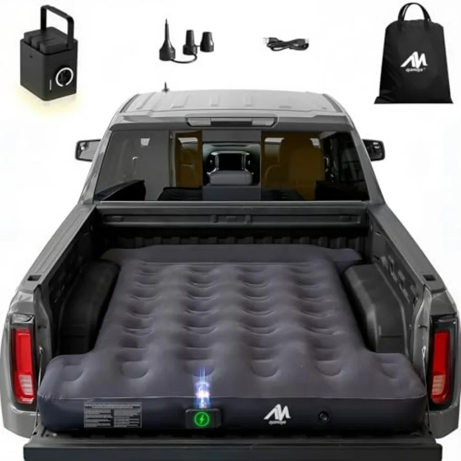 Truck Bed Air Mattress for Camping Road Trips, PVC Material, Gray, Built-In Cordless Rechargeable Pump Pillow, Fits 5.5-5.8ft S
Truck Bed Air Mattress for Camping Road Trips, PVC Material, Gray, Built-In Cordless Rechargeable Pump Pillow, Fits 5.5-5.8ft S
