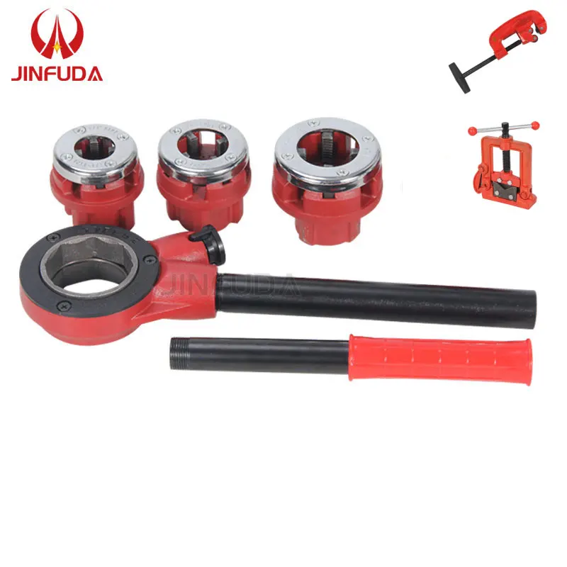 With Clamp and Cutter Light Weight Manual Threading Machine for Construction Pipe Threader with 3 Heads 1/2" to 1"