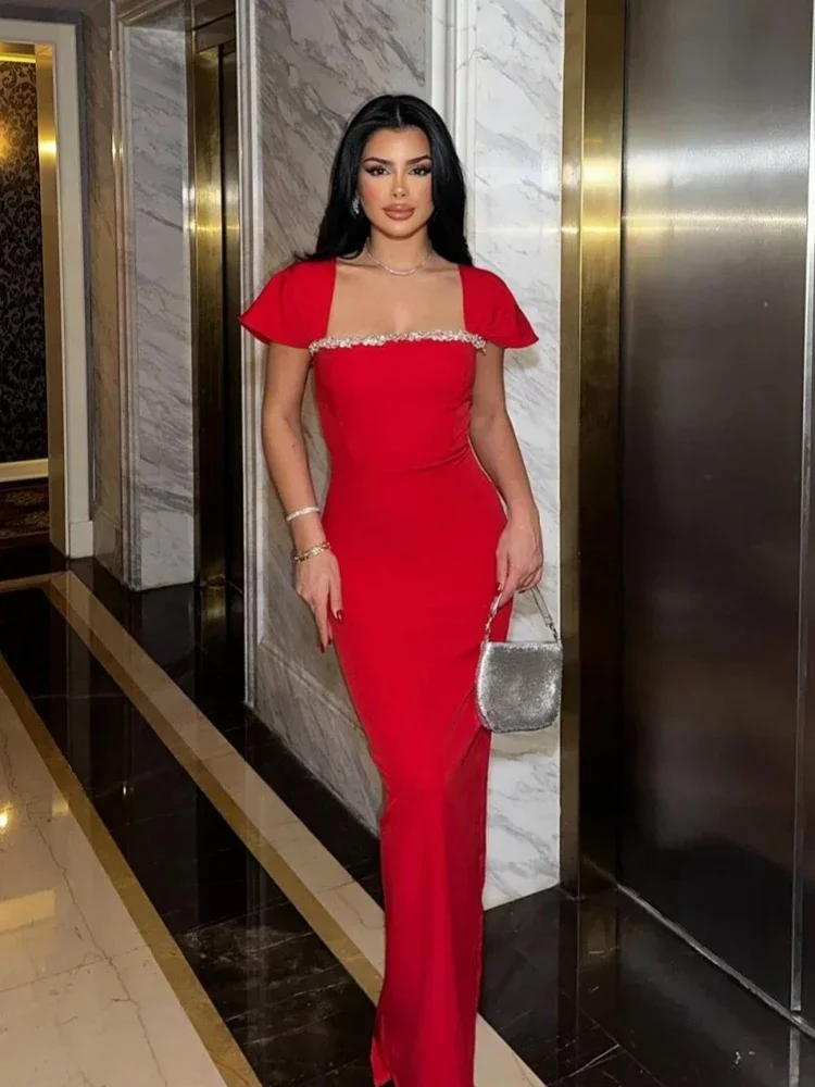 Sexy Square Neck Diamond Long Bandage Dress Women Red Black Flying Sleeve Crystal Bodycon Dresses Elegant Evening Party Gowns
Sexy Square Neck Diamond Long Bandage Dress Women Red Black Flying Sleeve Crystal Bodycon Dresses Elegant Evening Party Gowns