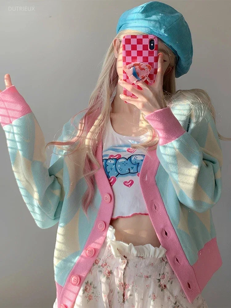 Korean Cardigan Women Knitted Sweater Loose Single Breasted Students V-neck Lovely Knitwear Korean Cardigans Tops Pull Femme
Korean Cardigan Women Knitted Sweater Loose Single Breasted Students V-neck Lovely Knitwear Korean Cardigans Tops Pull Femme