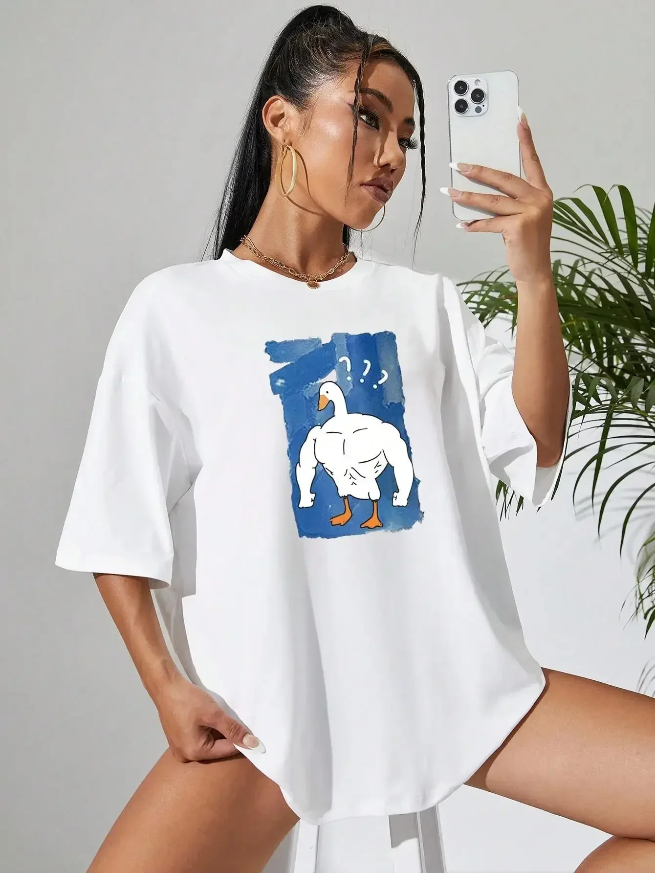 Funny Fitness White Duck Graphic Print Women T-Shirt Harajuku Street Casual Oversized Unisex Breathable T Shirts
Funny Fitness White Duck Graphic Print Women T-Shirt Harajuku Street Casual Oversized Unisex Breathable T Shirts