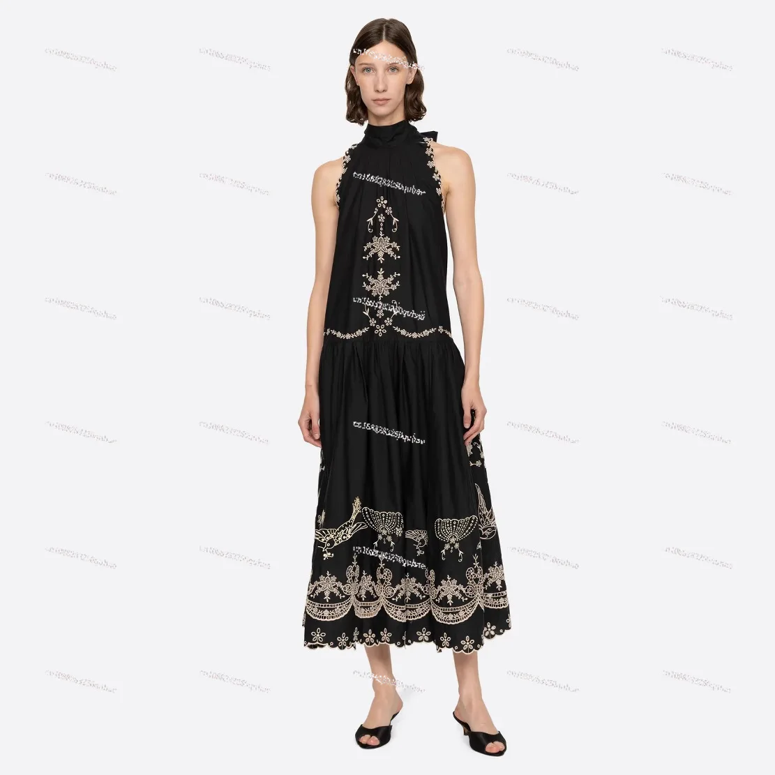 Medium and long dress spring and summer new sweet turtleneck strappy vest embroidered French A-shaped dress sleeveless dress
Medium and long dress spring and summer new sweet turtleneck strappy vest embroidered French A-shaped dress sleeveless dress