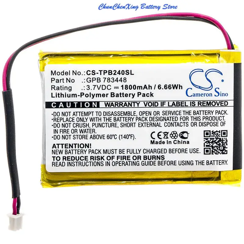 Аккумулятор Cameron Sino 1800 мАч GPB 783448 для передатчика Telex PB24ND-TX, PB24ND-TX, PB24N
Аккумулятор Cameron Sino 1800 мАч GPB 783448 для передатчика Telex PB24ND-TX, PB24ND-TX, PB24N