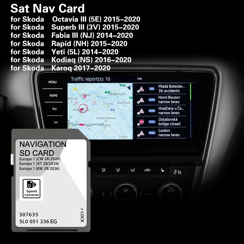 Nav GPS Card Suitable for Skoda MIB2 2026 Work for Europe Map England Poland Netherlands Spain Norway Greece
Nav GPS Card Suitable for Skoda MIB2 2026 Work for Europe Map England Poland Netherlands Spain Norway Greece