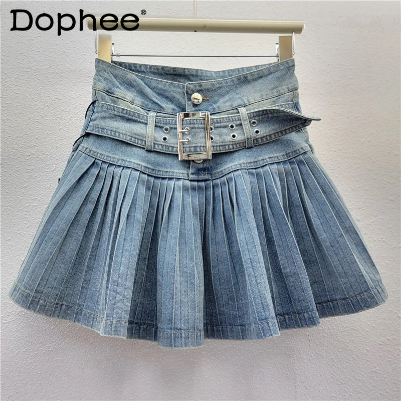 Retro Denim Skirt Women's 2025 Spring and Summer New High-waisted Pleated Short Skirt Korean style babes mini a line skirts
Retro Denim Skirt Women's 2025 Spring and Summer New High-waisted Pleated Short Skirt Korean style babes mini a line skirts