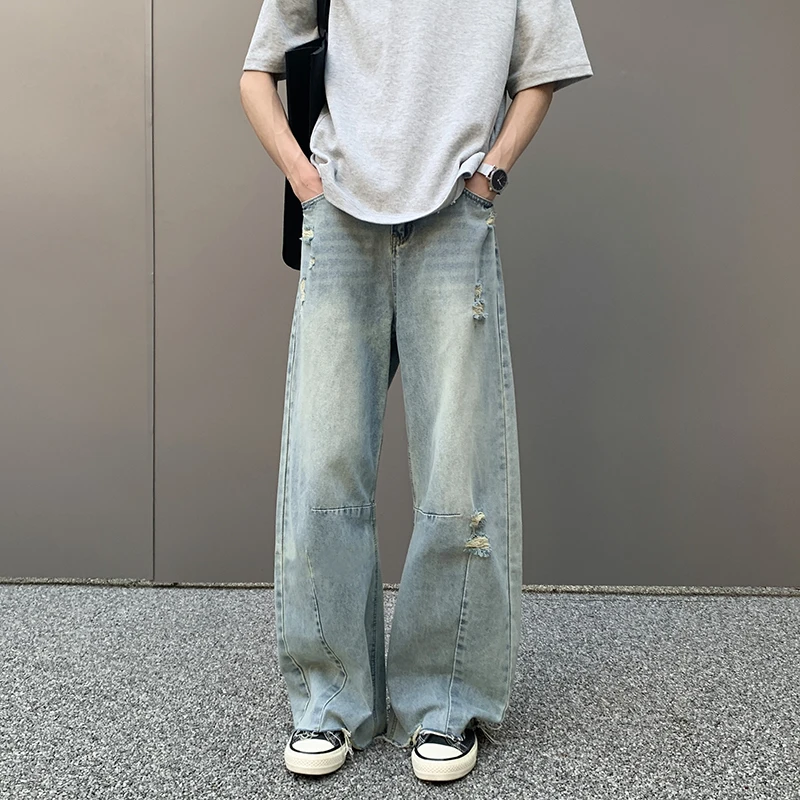 Vintage Loose Jeans Men's Autumn New Fashion Splicing Personality Denim Trousers Streetwear Male Straight Trousers
Vintage Loose Jeans Men's Autumn New Fashion Splicing Personality Denim Trousers Streetwear Male Straight Trousers