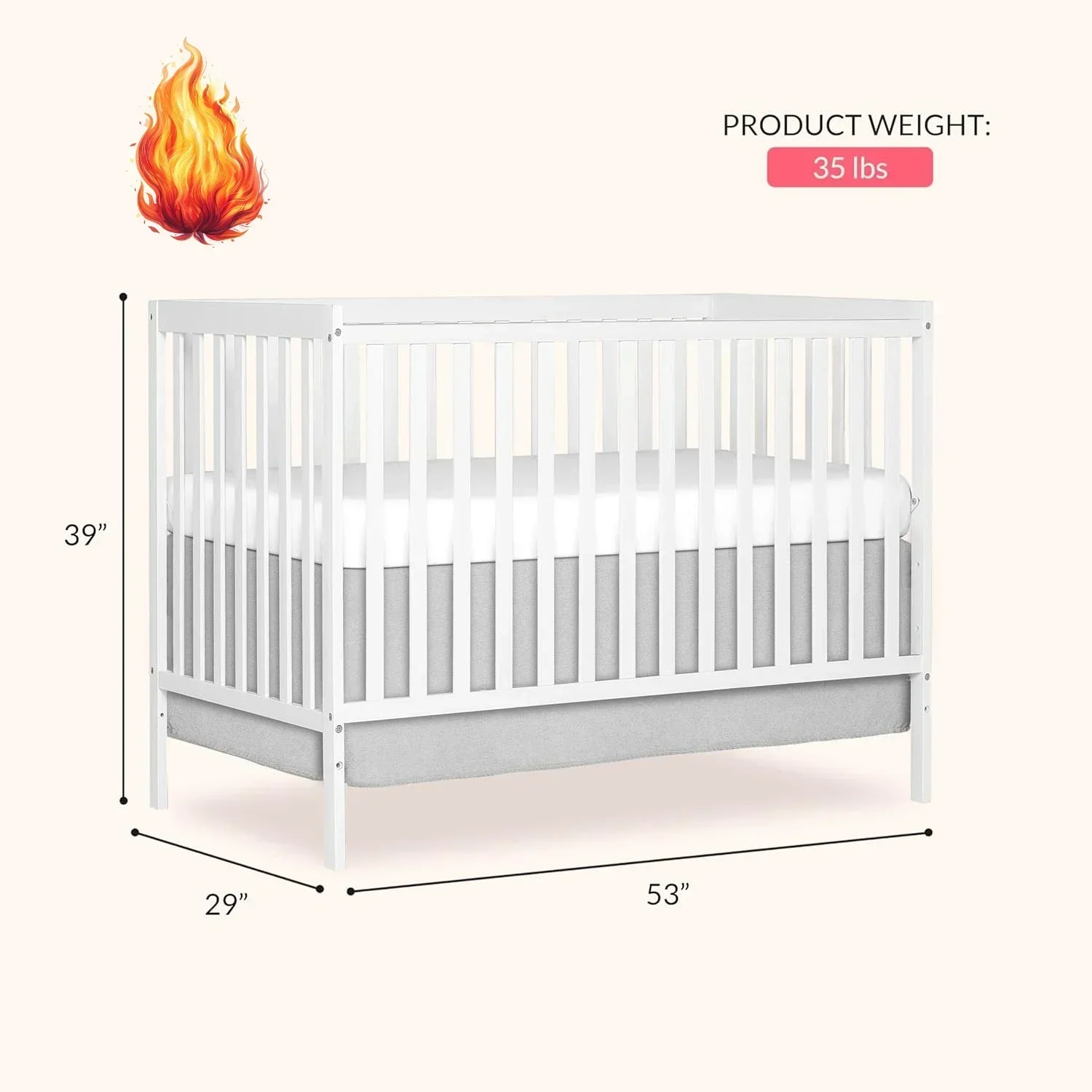 Synergy 5-in-1 Convertible Full-Size Baby Crib with Toddler, Day & Full Bed Conversion in White, GreenGuard Gold & JPMA
Synergy 5-in-1 Convertible Full-Size Baby Crib with Toddler, Day & Full Bed Conversion in White, GreenGuard Gold & JPMA