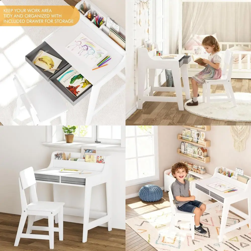 Children's Study Desk with Storage and Fabric Drawers, Wooden Table for Kids' Bedroom and Study Area
Children's Study Desk with Storage and Fabric Drawers, Wooden Table for Kids' Bedroom and Study Area