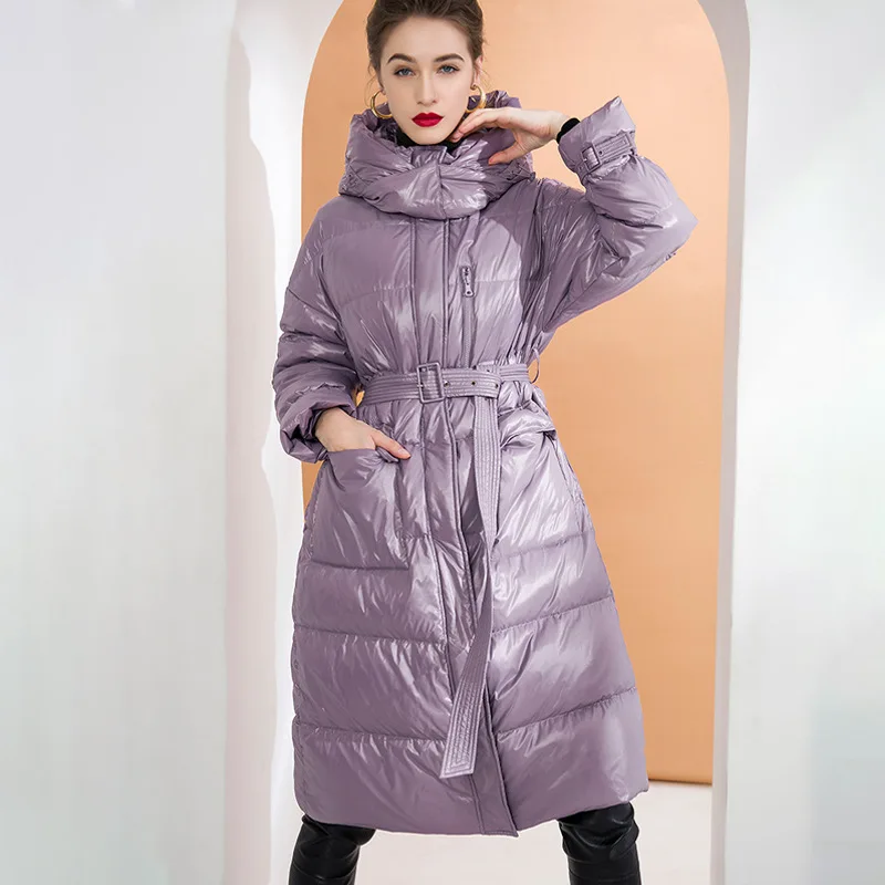High-End Glossy Down Jacket Women 2022 New Winter Fashion Hooded Slim Belt Warm Puffer Female Long Snow Parkas s430
High-End Glossy Down Jacket Women 2022 New Winter Fashion Hooded Slim Belt Warm Puffer Female Long Snow Parkas s430