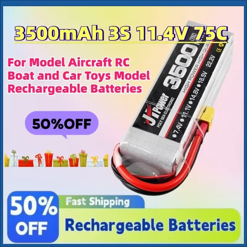 Upgrade 3500mAh 3S 11.4V 75C LiPo Battery with XT60 Plug for Model Aircraft RC Boat and Car Toys Model Rechargeable Batteries
Upgrade 3500mAh 3S 11.4V 75C LiPo Battery with XT60 Plug for Model Aircraft RC Boat and Car Toys Model Rechargeable Batteries