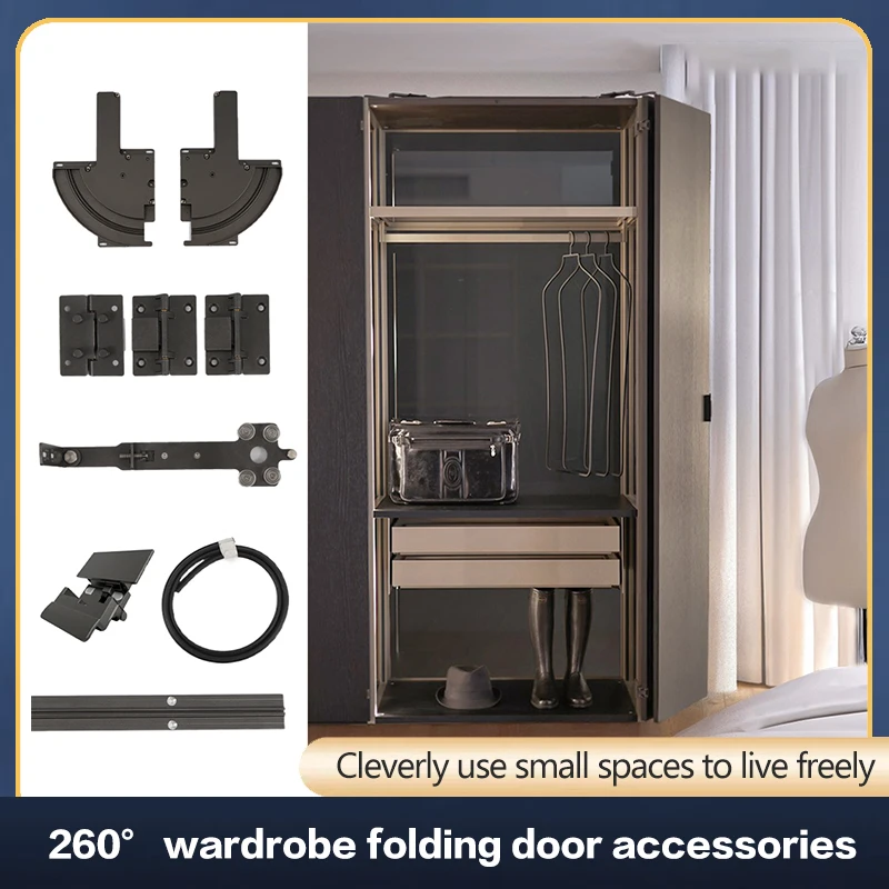 260 Degree Wide Angle Opening Folding Door Hardware Accessories Corner Full Open Wardrobe Door Without Lower Track Folding Track
260 Degree Wide Angle Opening Folding Door Hardware Accessories Corner Full Open Wardrobe Door Without Lower Track Folding Track