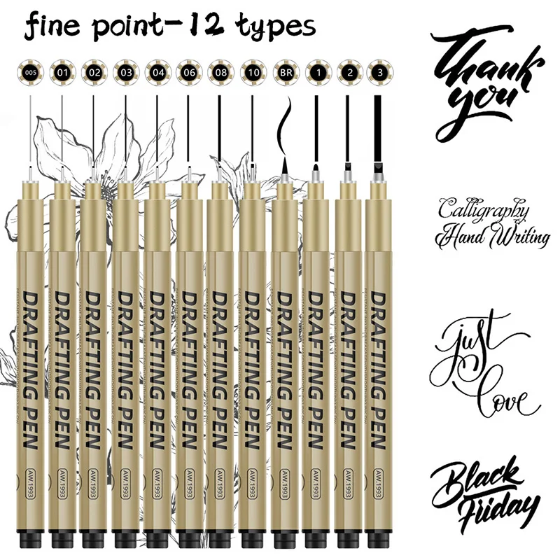 6/9/12pcs Manga Black Fineliner Marlers Various Pen Nibs For Sketch Architectural Drawing Comic Painting Art School Supplies
6/9/12pcs Manga Black Fineliner Marlers Various Pen Nibs For Sketch Architectural Drawing Comic Painting Art School Supplies