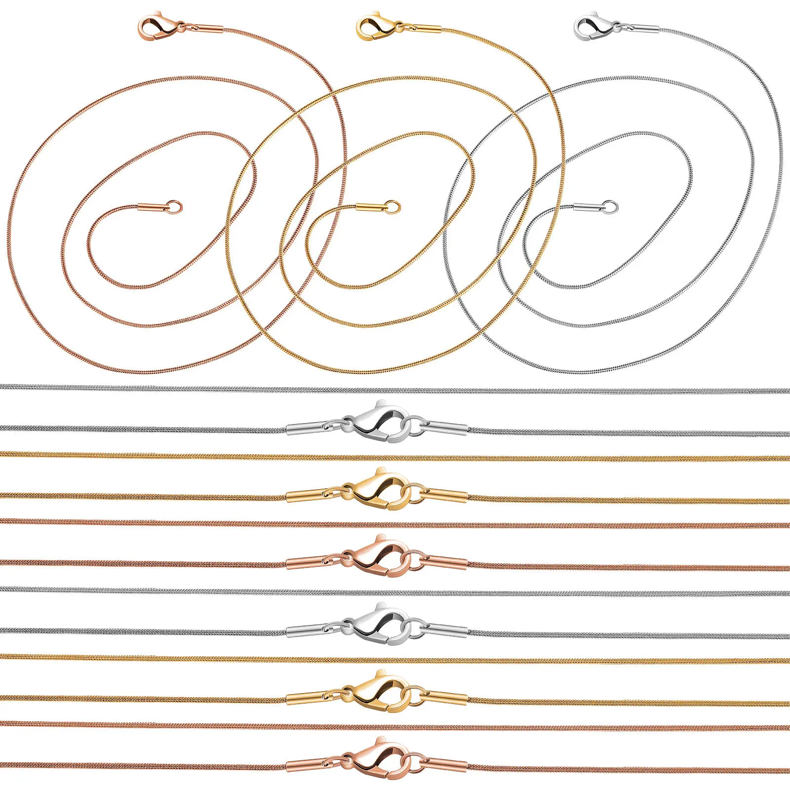 12 pcs Stainless Steel Necklace Chains Snake Chain For Jewelry Making Bright Shiny Diy Pendant Women Alloy Metal Chain Link
12 pcs Stainless Steel Necklace Chains Snake Chain For Jewelry Making Bright Shiny Diy Pendant Women Alloy Metal Chain Link