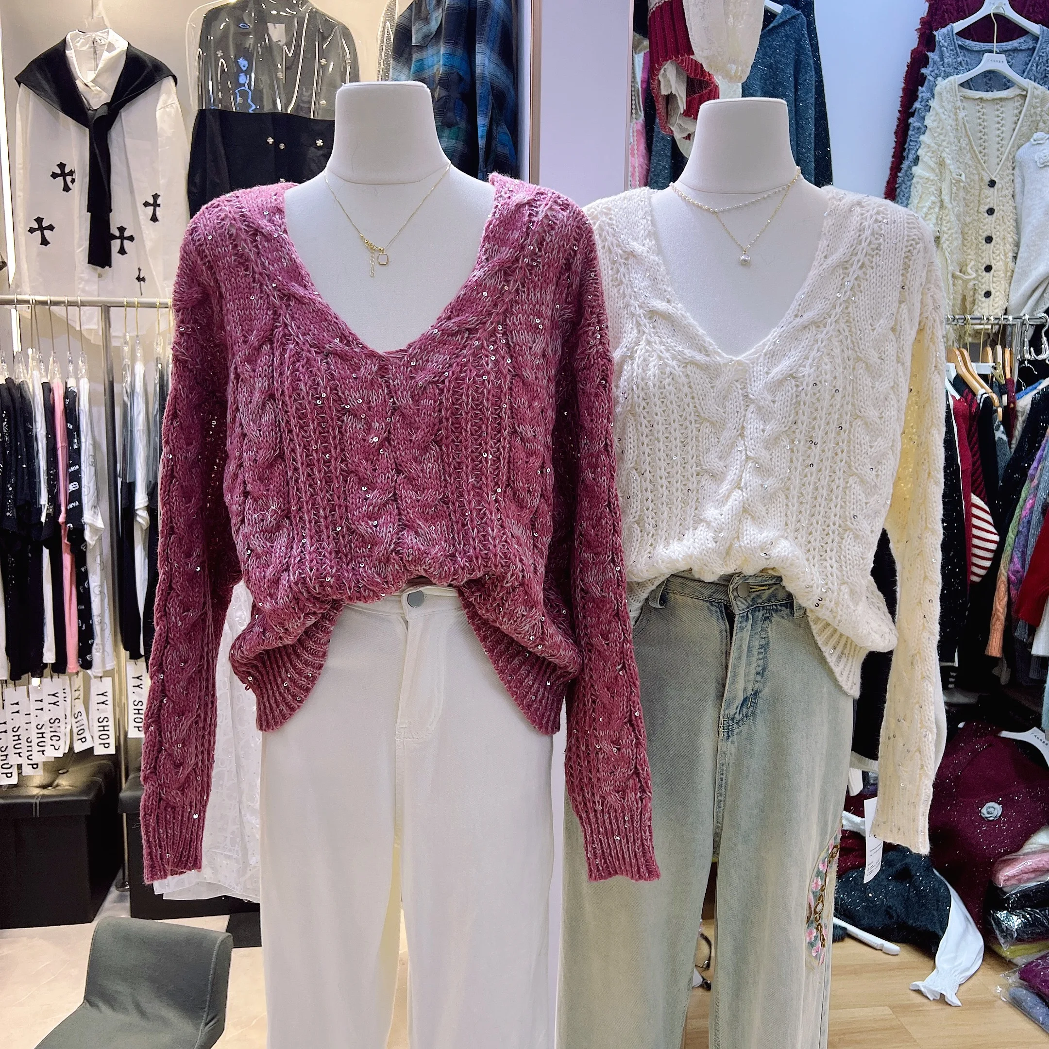 Y2K Women Autumn Spring Long Sleeve Fuzzy Harajuku Plush Warm Pullovers Outwear Sequin Solid Color Loose Wool Sweater C227
Y2K Women Autumn Spring Long Sleeve Fuzzy Harajuku Plush Warm Pullovers Outwear Sequin Solid Color Loose Wool Sweater C227